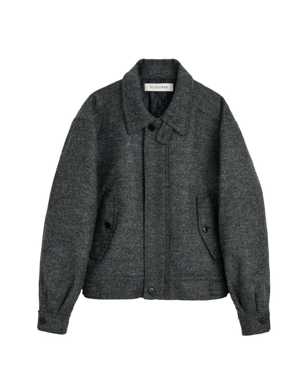 sunflower Black Harrington Herringbone-Pattern Jacket for men