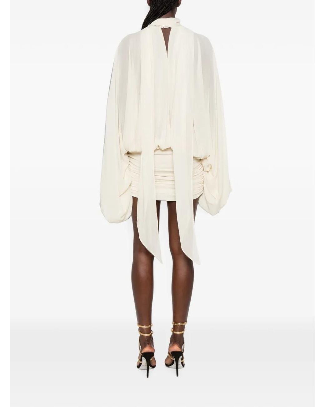 De La Vali Maite Mini-Jurk Van Crème Chiffon in het White