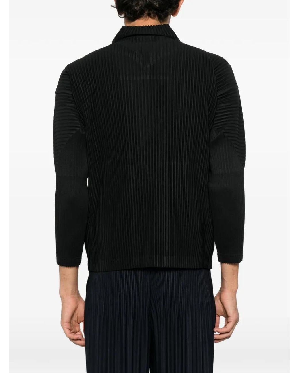 Homme Plissé Issey Miyake Black Pleated Zip-Up Shirt for men