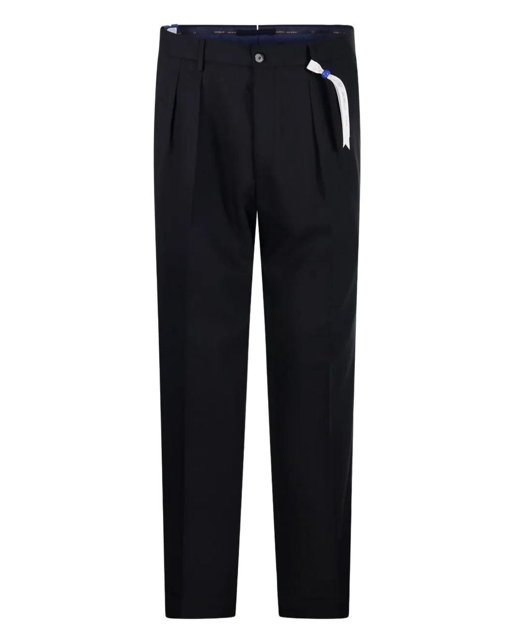Santaniello Blue Pleated-Front Trousers for men