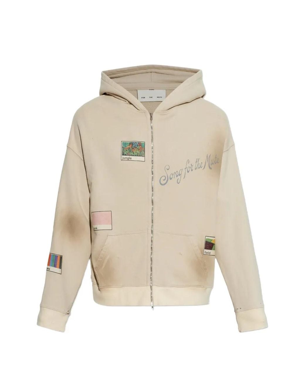 Song For The Mute Natural Graphic-Print Zip-Up Hoodie