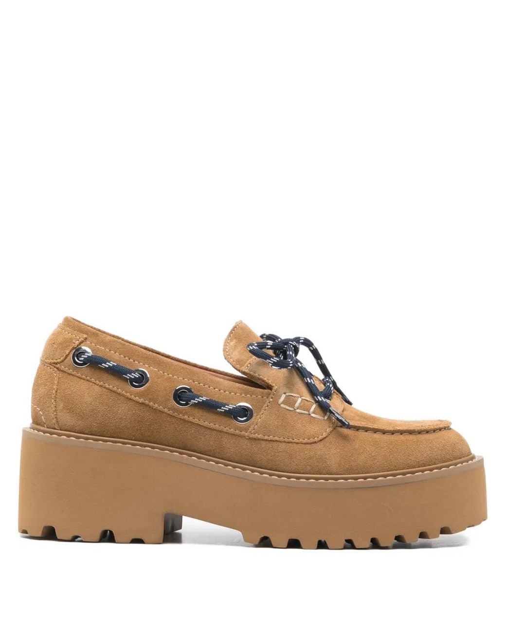 Maje Brown Suede Platform Boat Shoes