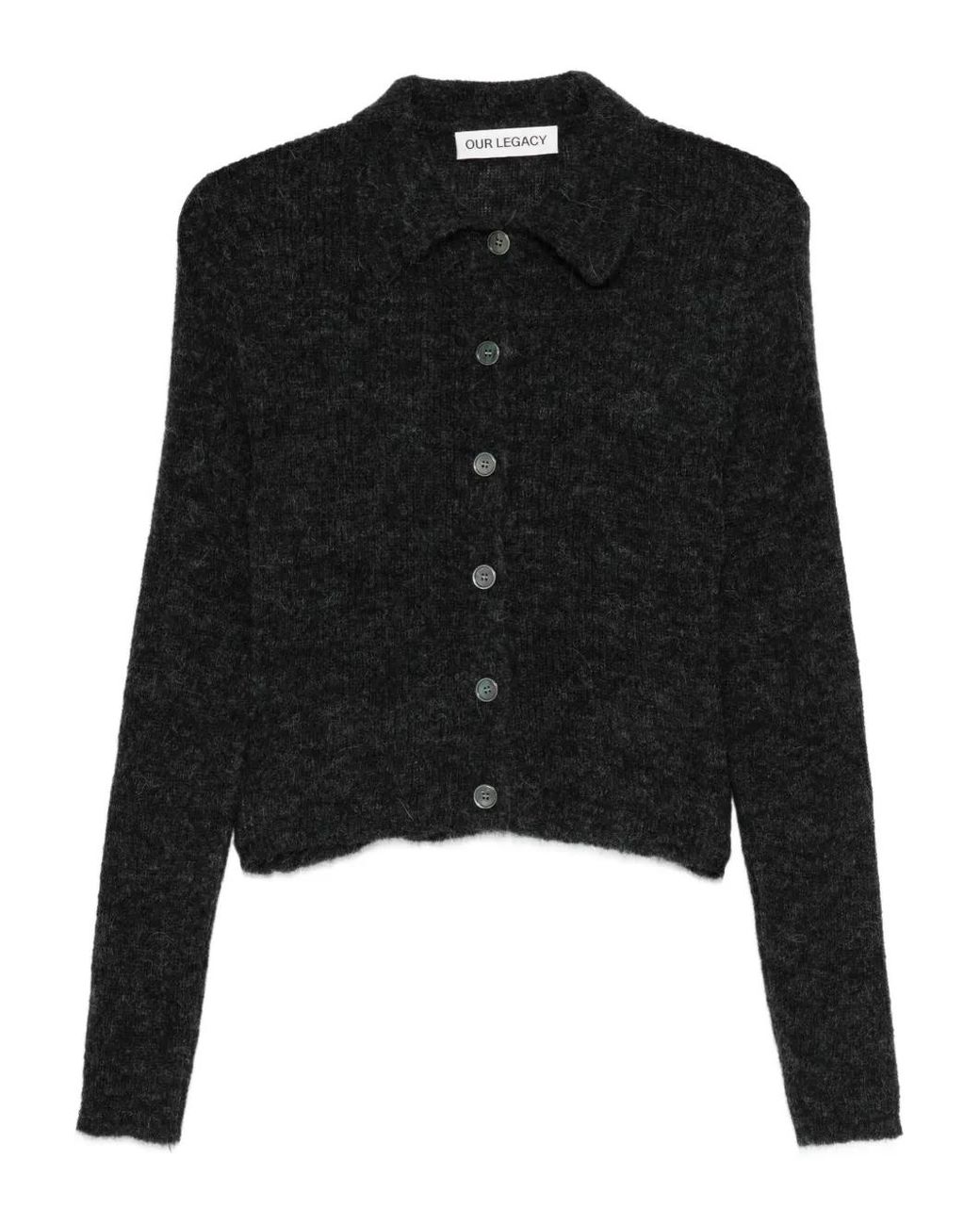Our Legacy Black Textured Button-Up Cardigan