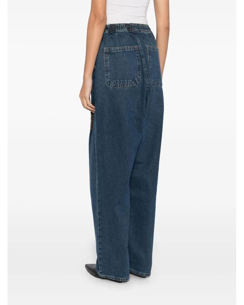 Y. Project Blue Organic Cotton Embroidered Straight-Leg Jeans