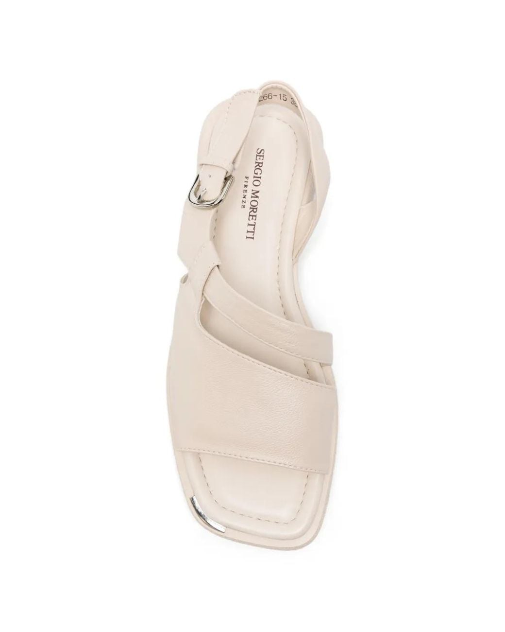 SERGIO MORETTI FIRENZE White Buckle-Fastening Leather Sandals