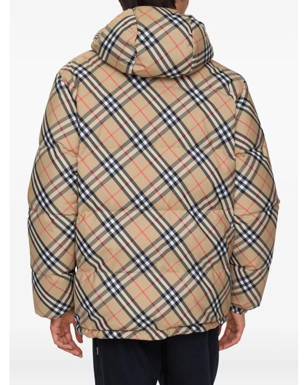 Burberry Black Down Reversible Check Puffer Jacket for men