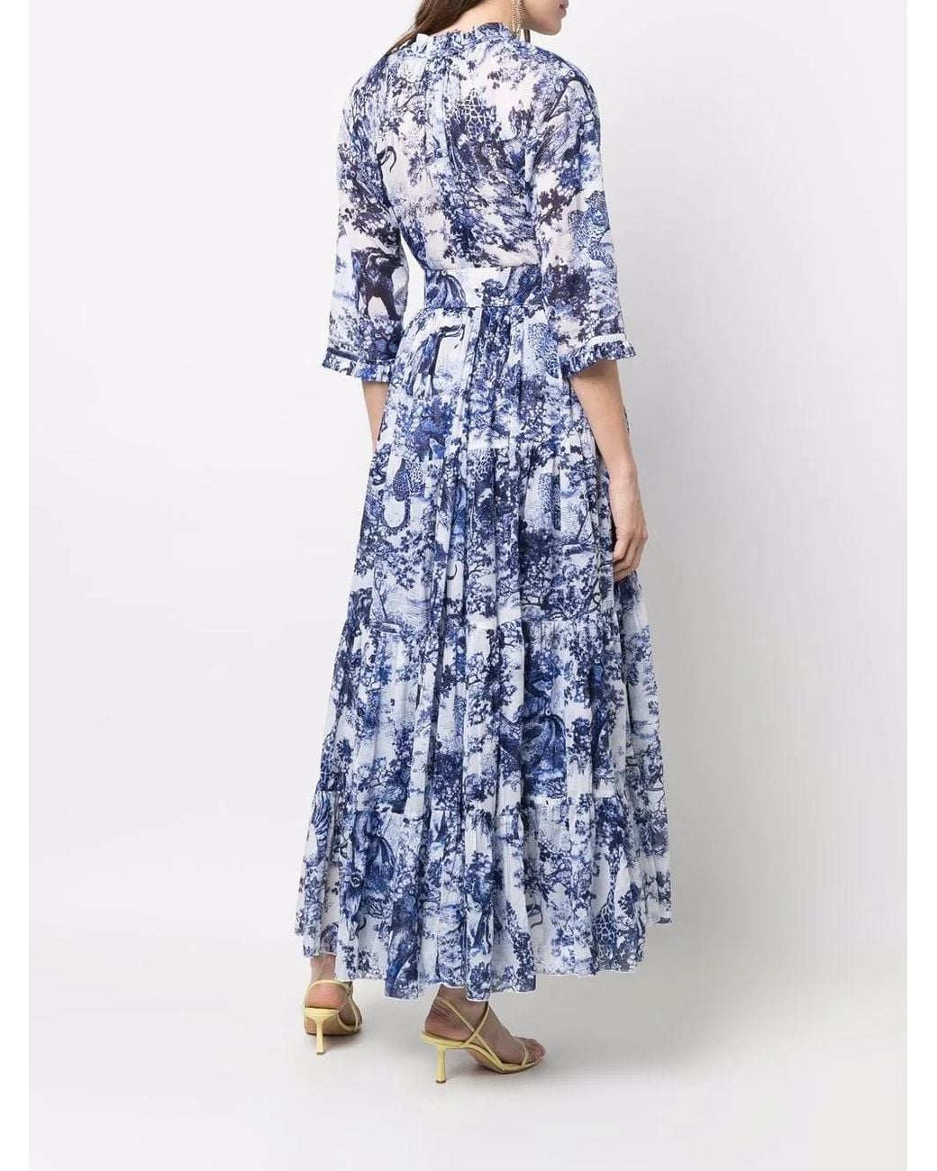 Vestido suelto midi bordado Samantha Sung de color Blue