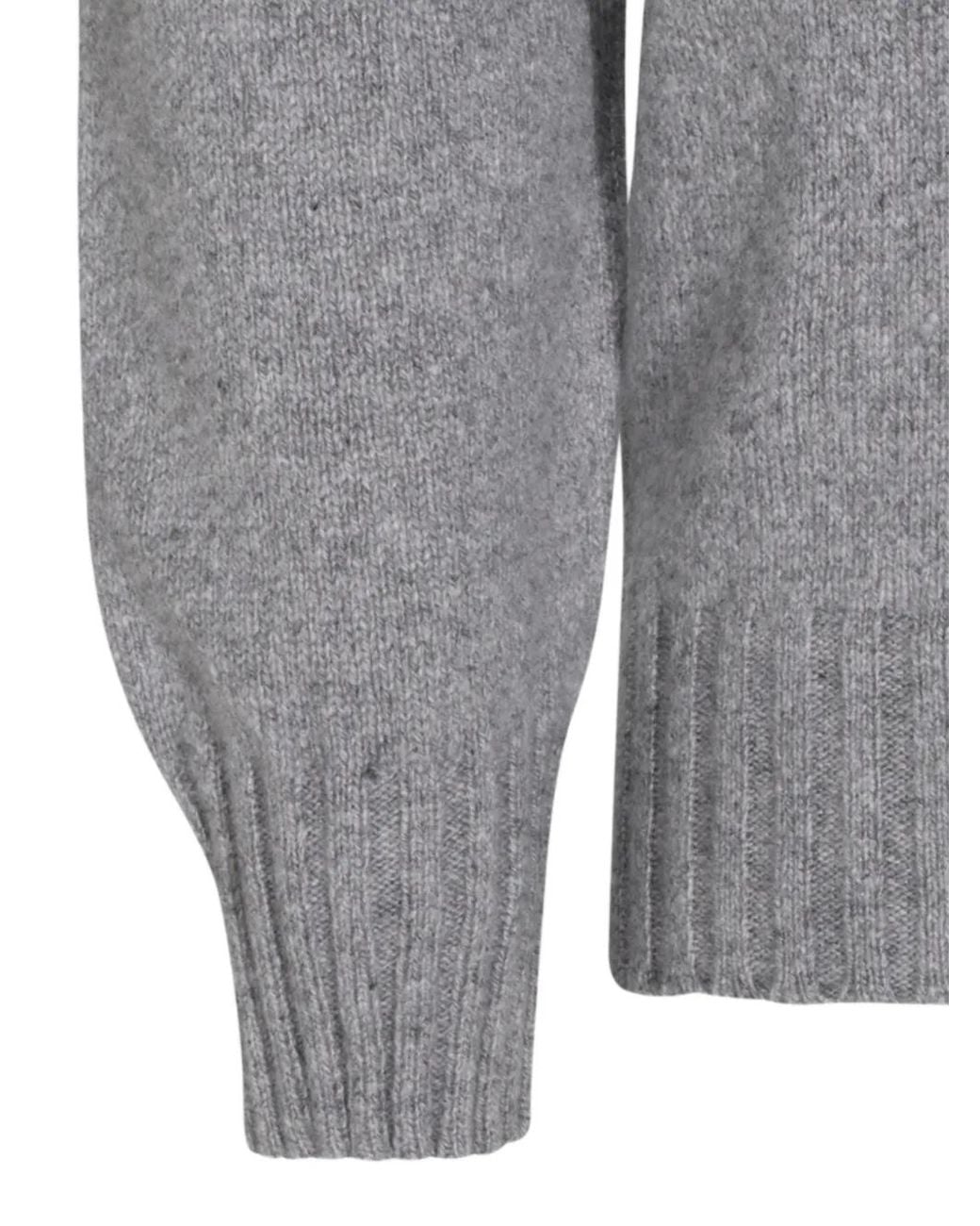 Piacenza Cashmere Gray Ribbed-Knit Roll-Neck Sweater for men