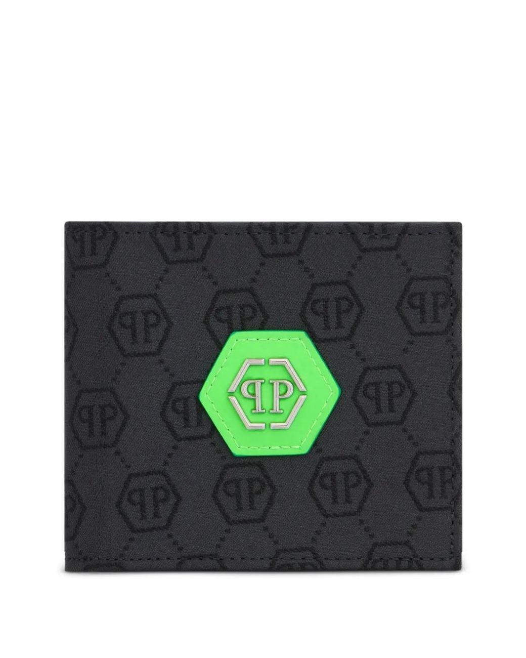 Philipp Plein Black French Wallet Jacquard Monogram for men