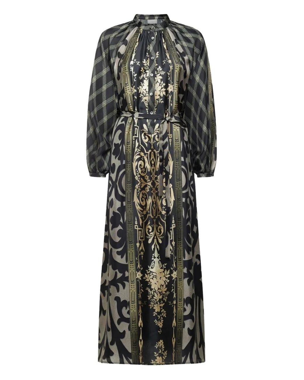 Pierre Louis Mascia Black Geometric-Pattern Maxi Dress