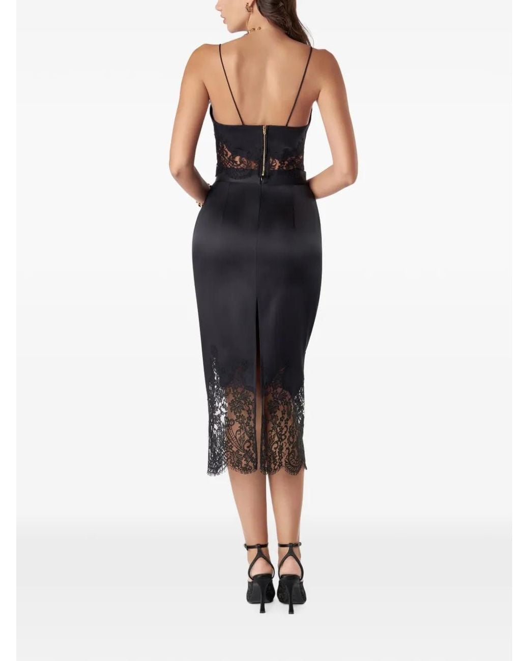 Il Volo Black Lace-Trim Silk Bustier Top