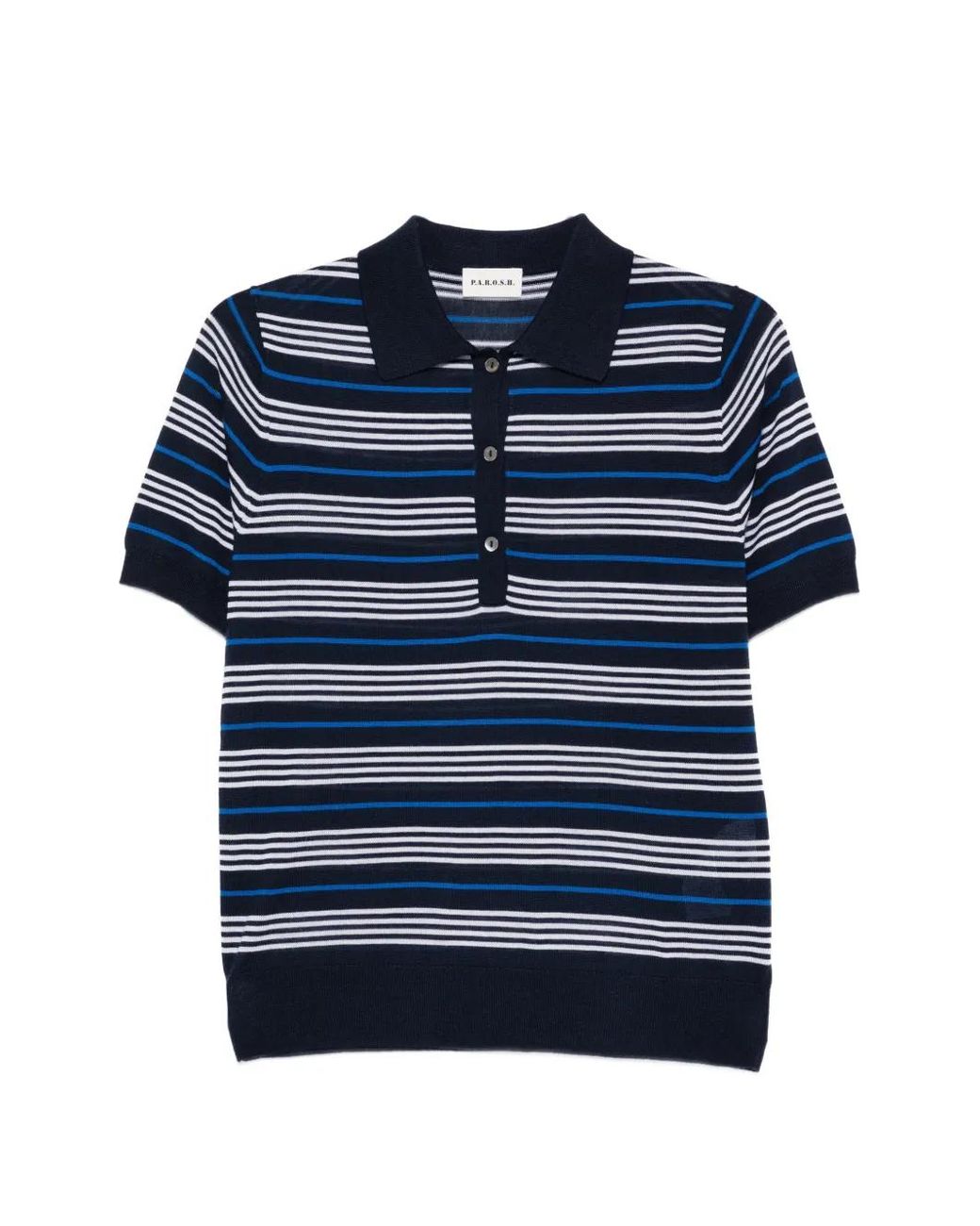 P.A.R.O.S.H. Blue Striped Buttoned Polo Shirts