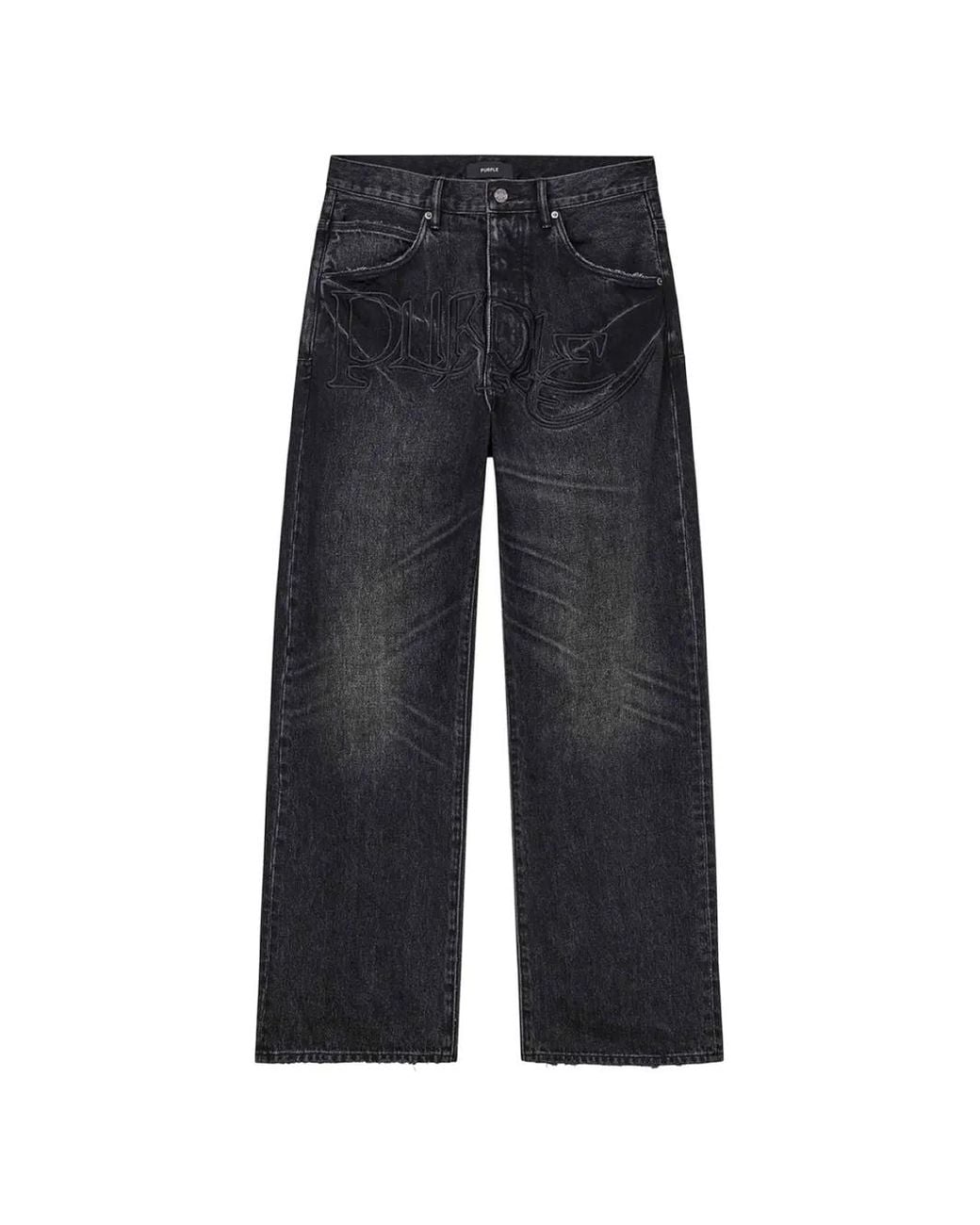 Purple Brand Blue Embroidered-Logo Washed Jeans for men