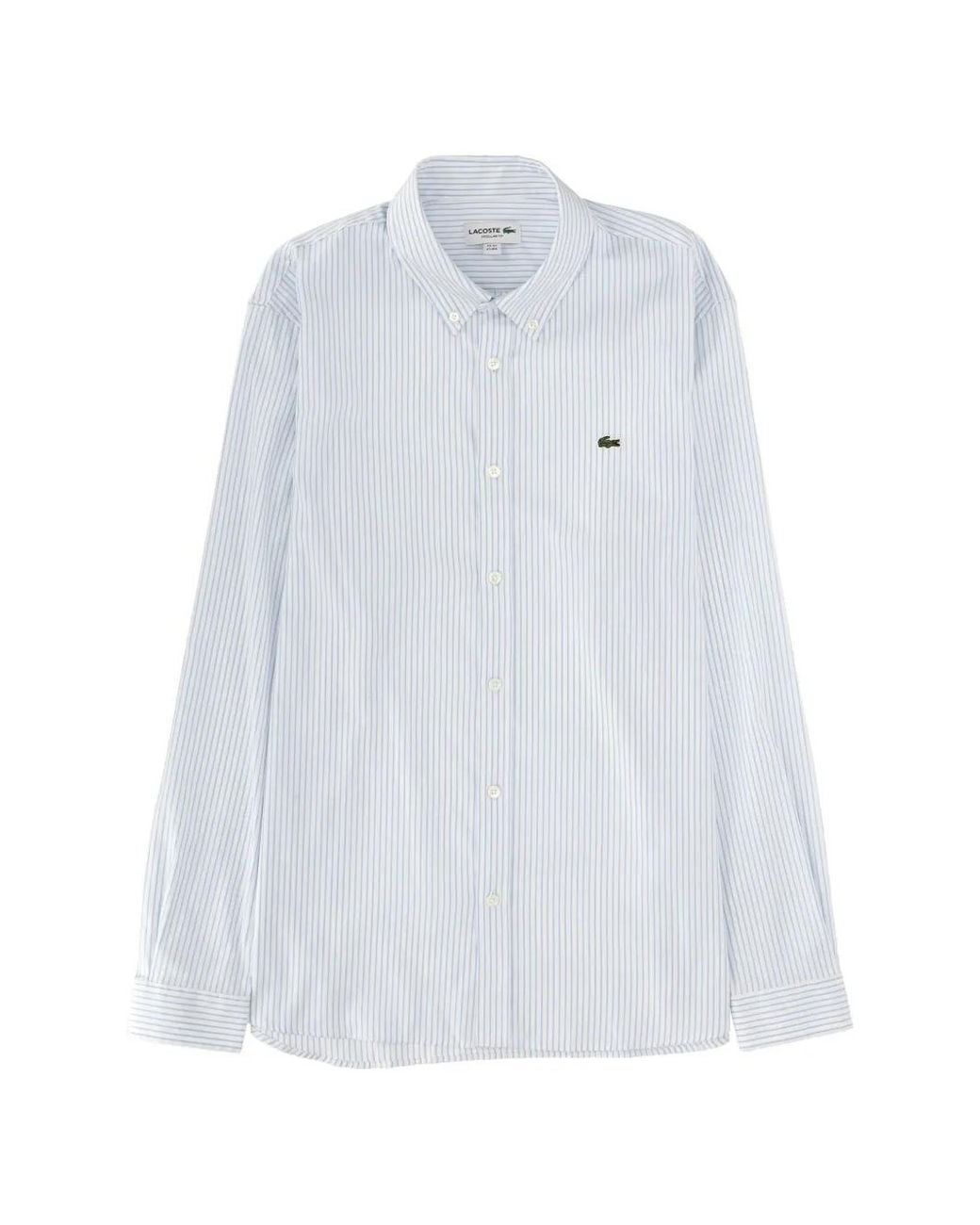 Lacoste White Striped Button Shirt for men