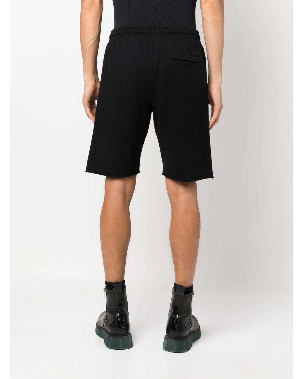 Off-White c/o Virgil Abloh Black Logo-Print Organic Cotton Track Shorts for men