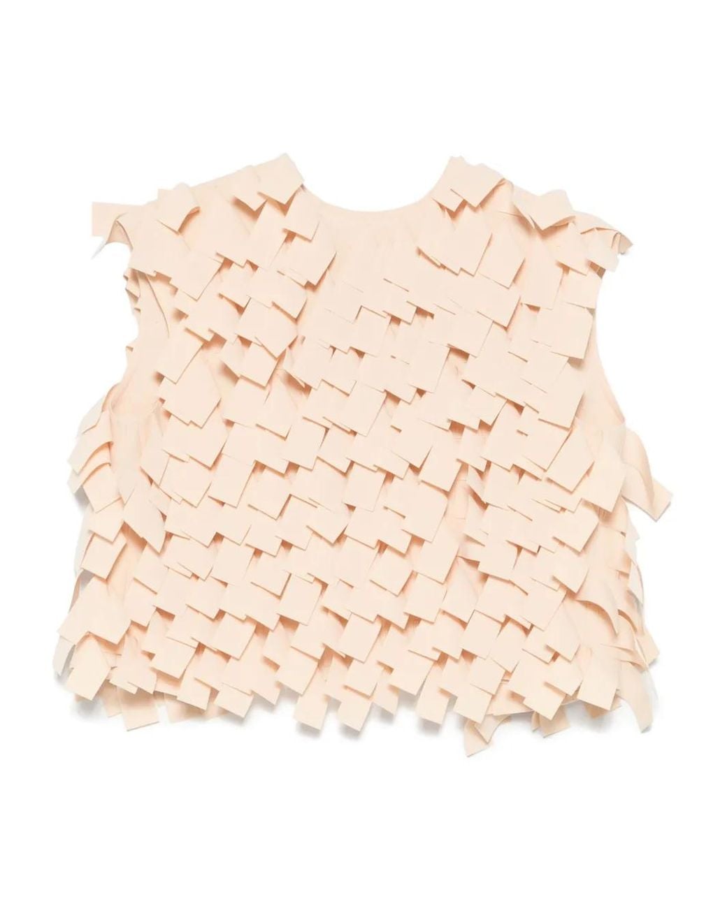 A.W.A.K.E. MODE Natural Fringed Crop Top