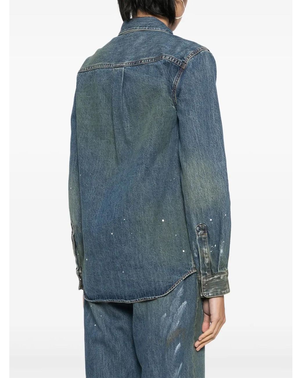 Helmut Lang Blue Painted Denim Shirt