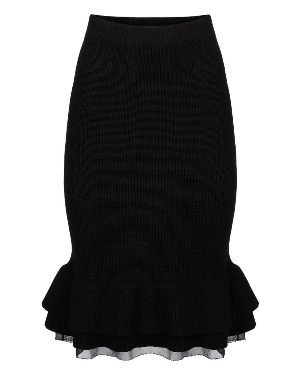 Nina Ricci Black Ruffled Knit Skirt