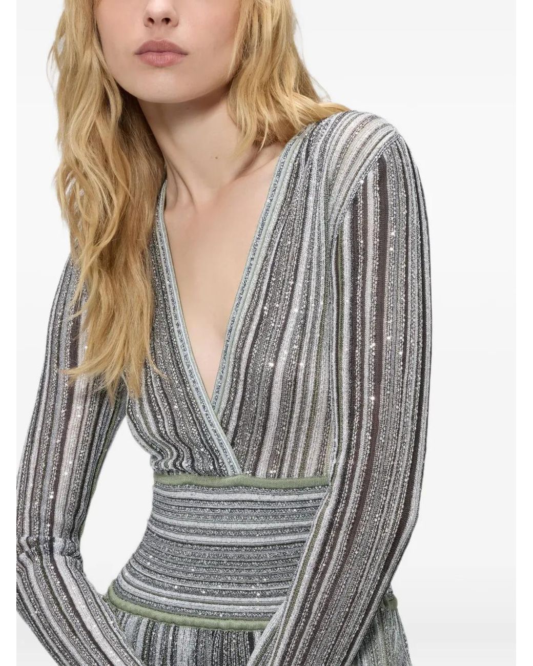 Missoni Gray Midi Dress With V-Neck