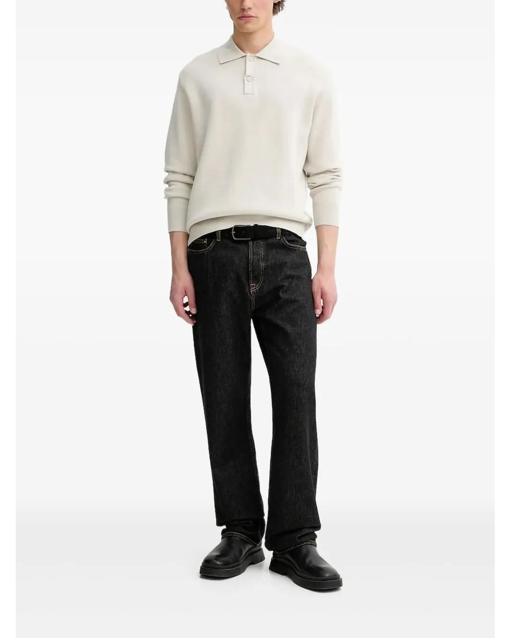 Samsøe & Samsøe White Sanino Polo-Neck Knitted Sweater for men