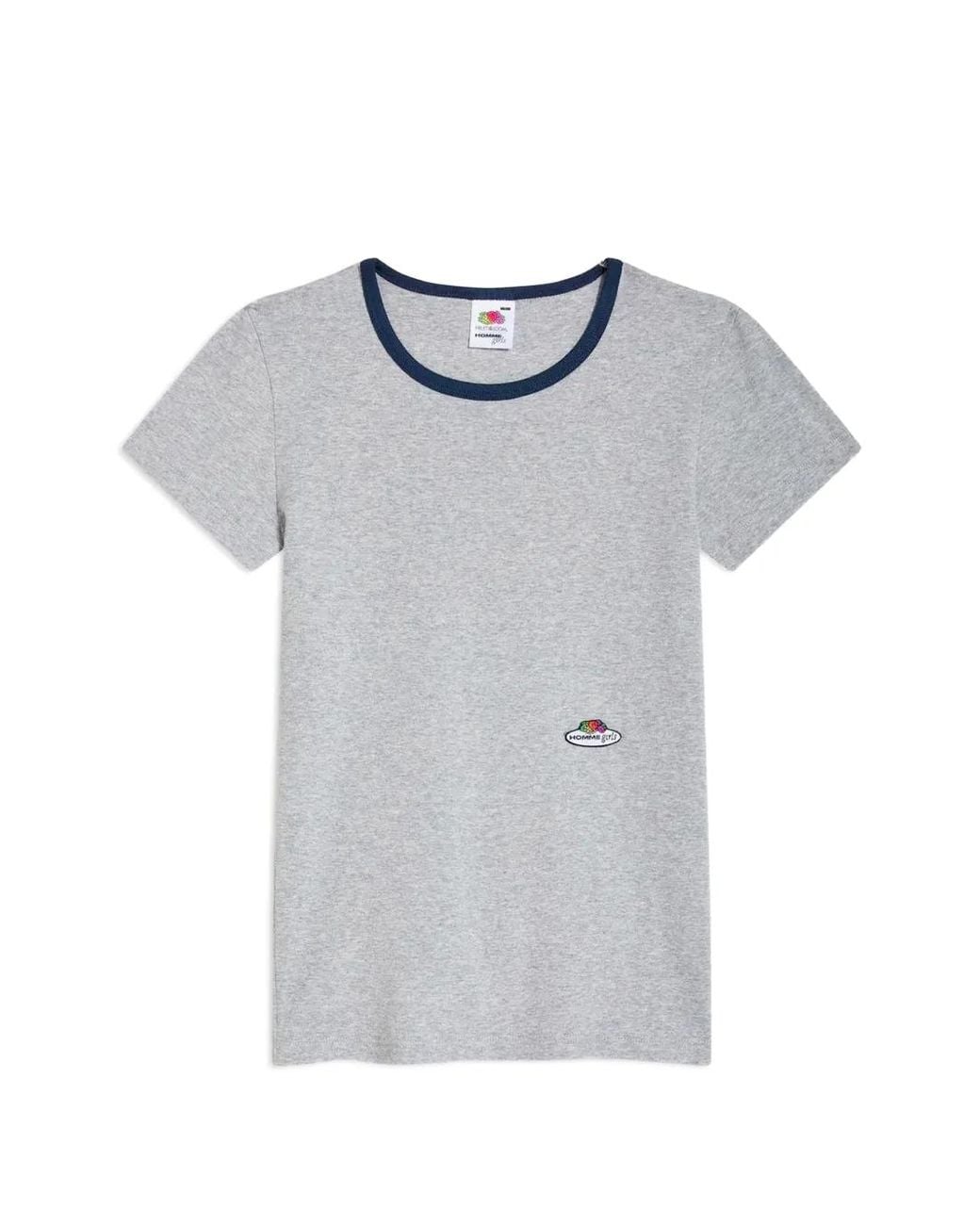 HOMMEGIRLS Gray X Fruit Of The Loom Logo-Patch Ringer T-Shirt