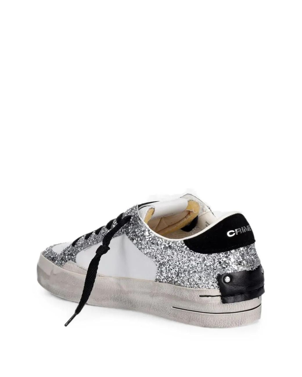 Crime London White Glitter-Embellished Sneakers