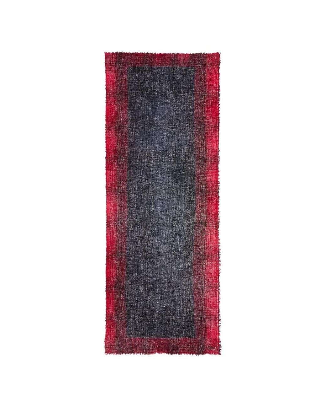 Faliero Sarti Red Checked Frayed-Edge Scarf
