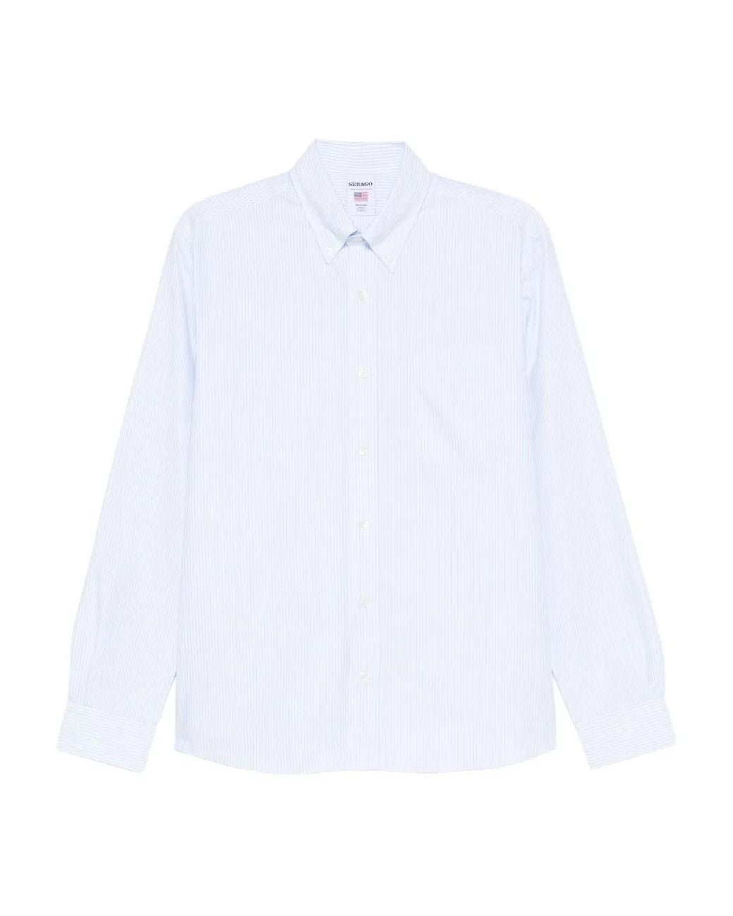 Sebago White Striped Long-Sleeve Shirt for men