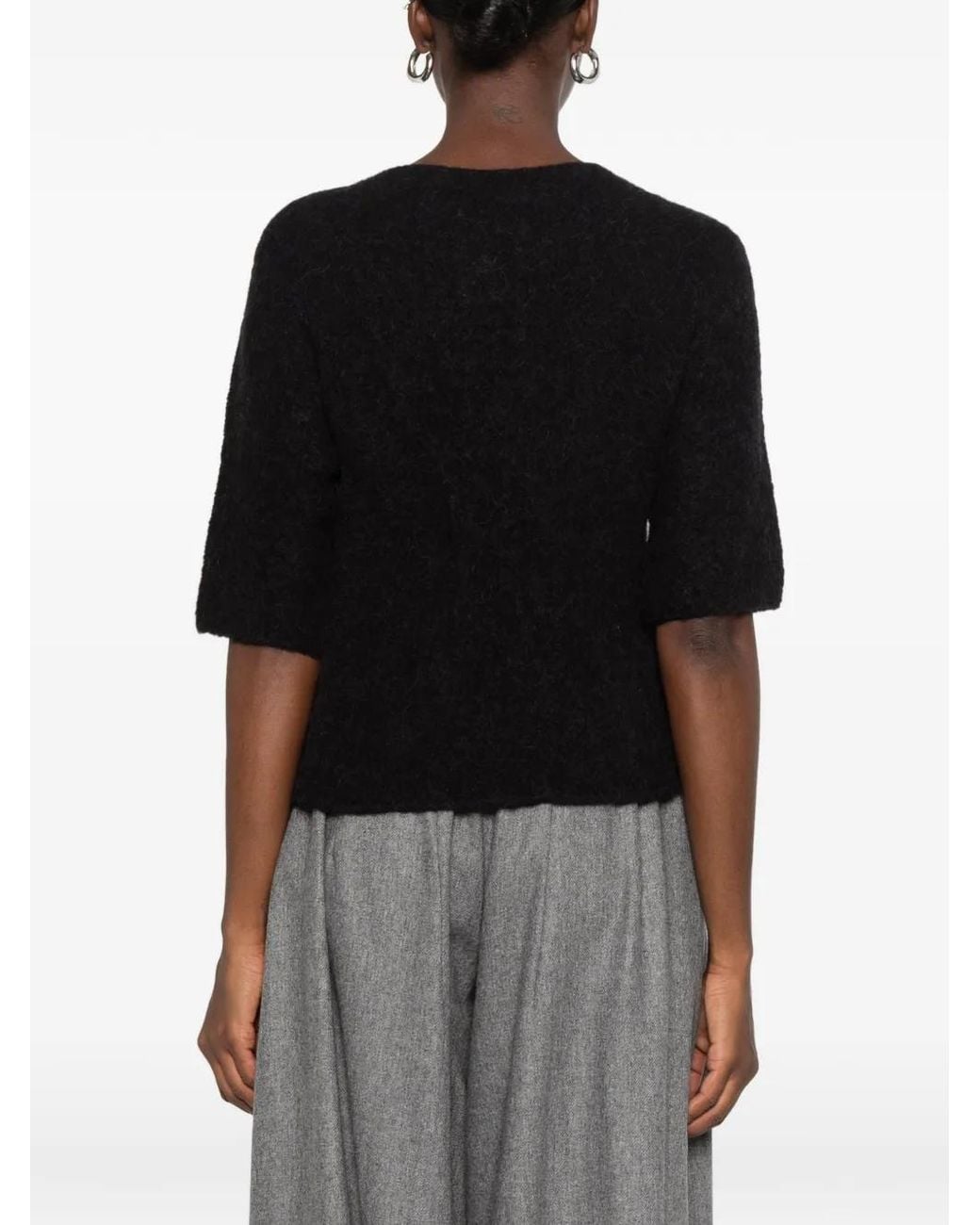 Liviana Conti Black Brushed Short-Sleeve Cardigan