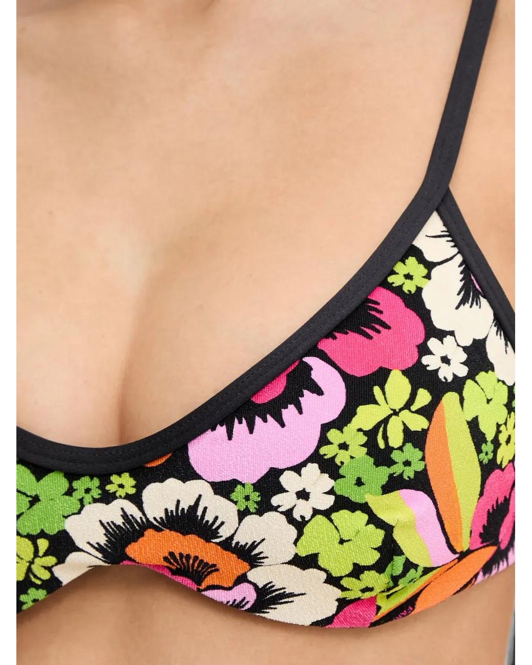 Rip Curl Black Blooming Floral-Print Bikini Top