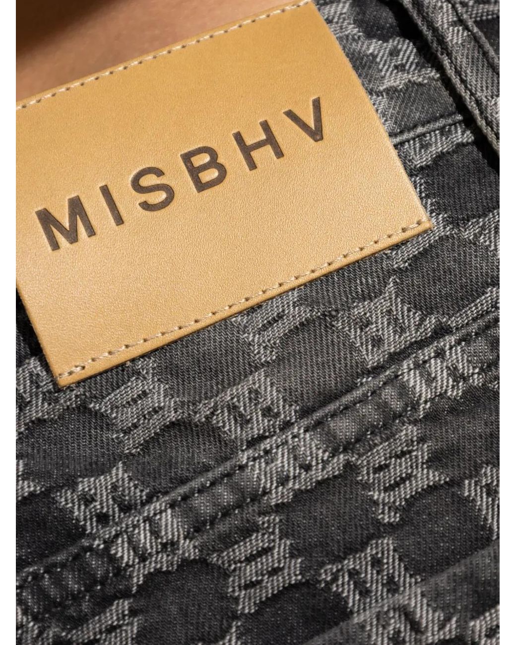 M I S B H V Gray Monogram Jeans for men