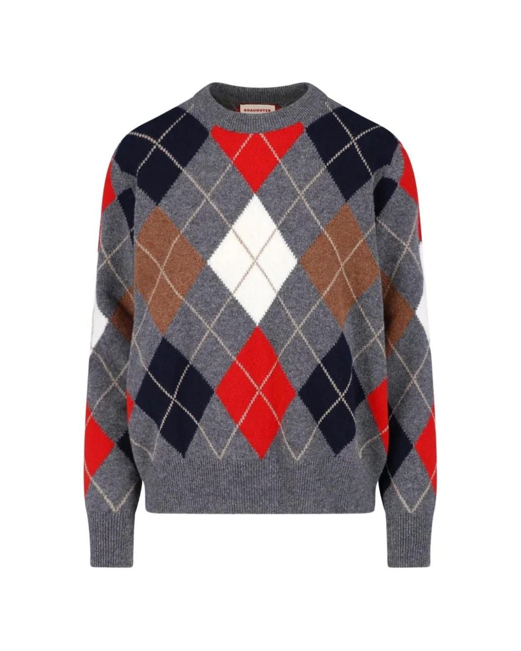 &Daughter Blue Ava Argyle Wool Sweater