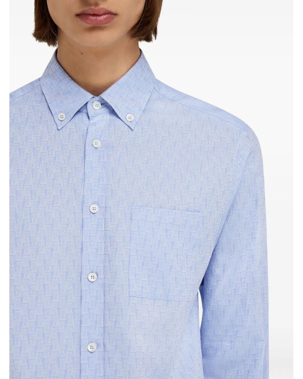 Ferragamo Blue Monogram Shirt for men