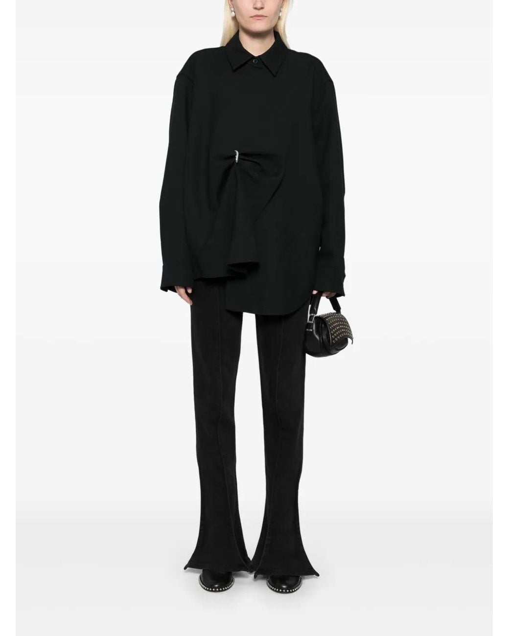 JNBY Black Oversized Wool-Blend Buttoned Shirt Jacket
