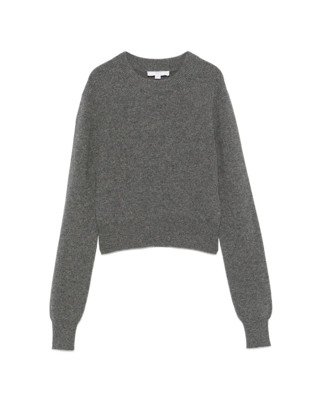 Malo Gray Ribbed-Knit Cropped Sweater
