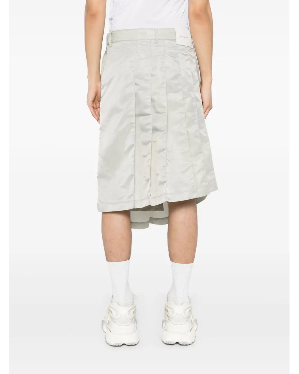 Feng Chen Wang White Pleat Detailing Skirt for men