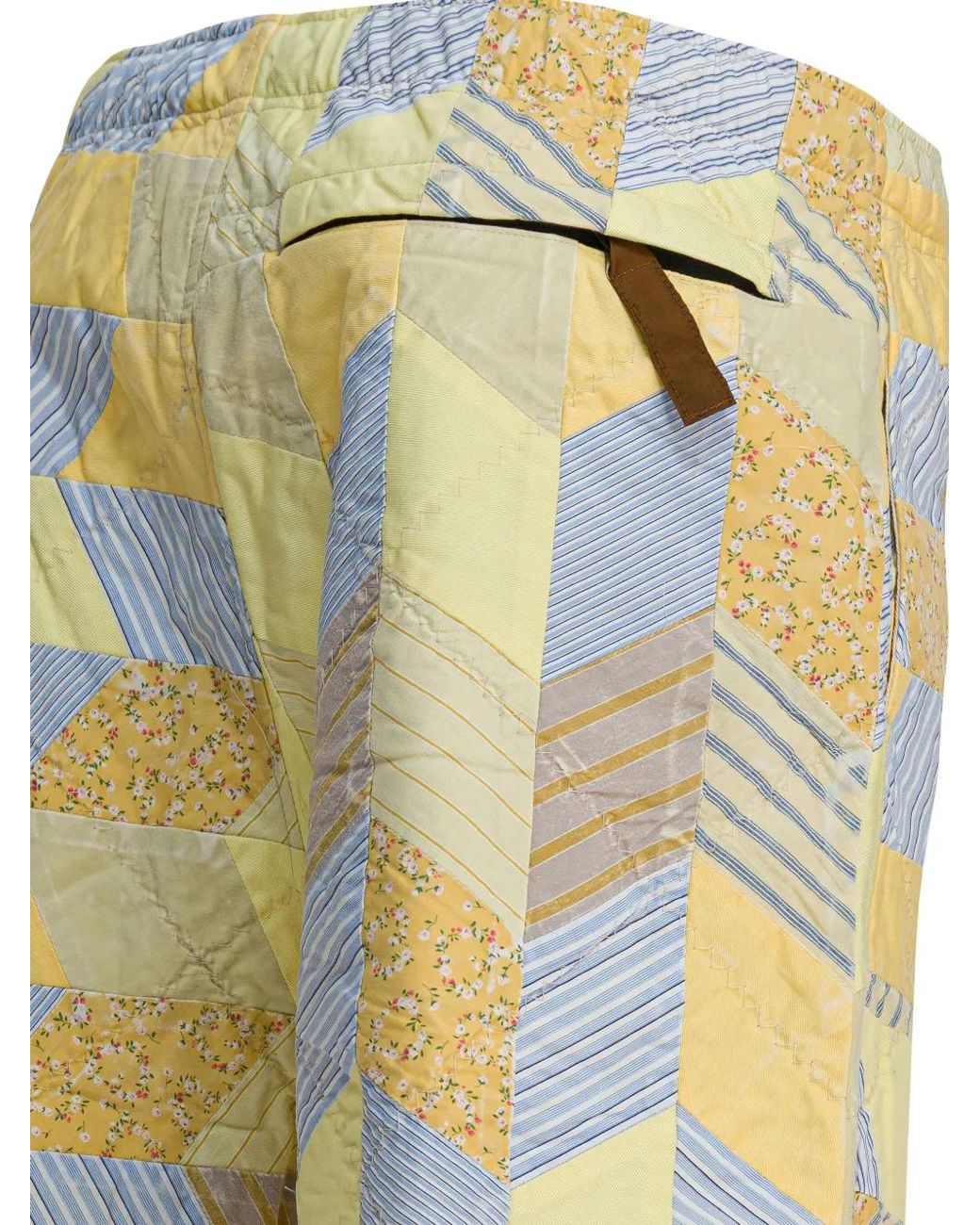 Kapital Yellow Patchwork Buckle Shorts for men