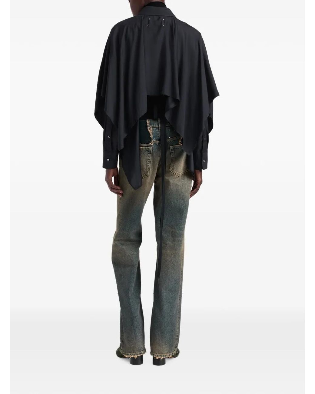 Maison Margiela Blue Cape-Sleeve Shirt