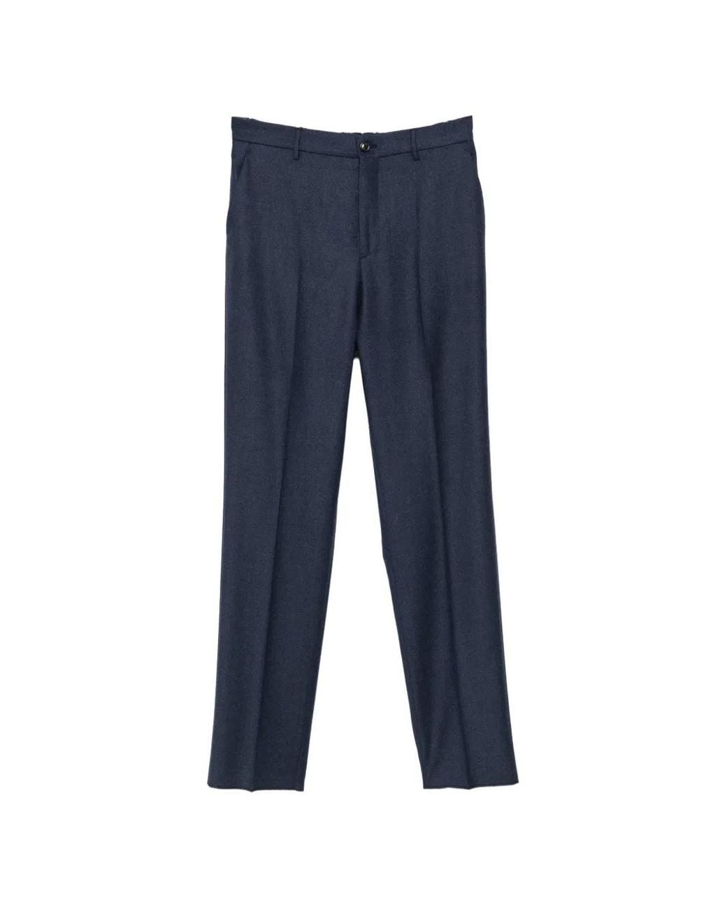 Etro Blue Pressed-Crease Elasticated-Waistband Trousers for men