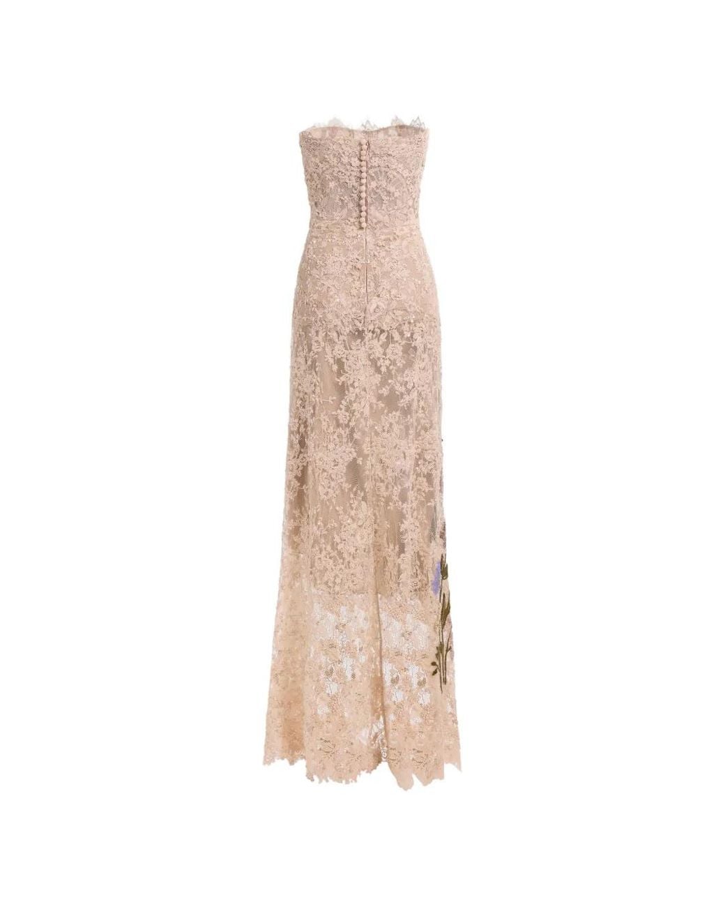 Elie Saab White Bead-Embroidered Lace Maxi Dress