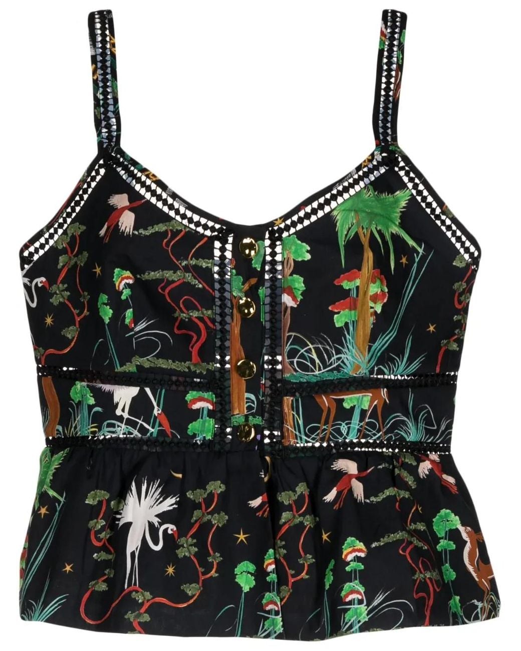 Hayley Menzies Green Graphic-Print Sleeveless Top