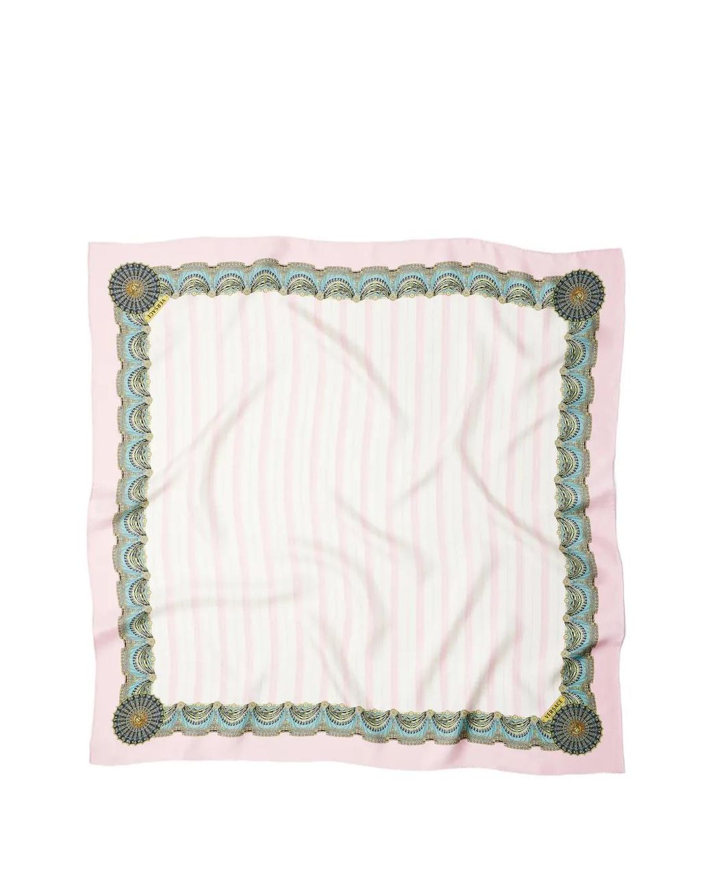 Versace White Printed Silk Twill Scarf 90 Cm