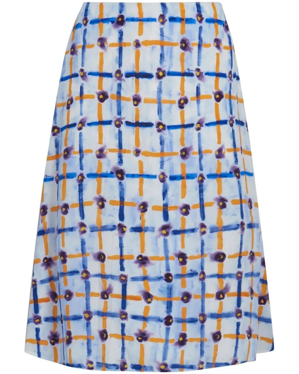 Marni Blue Saraband Print Midi Skirt