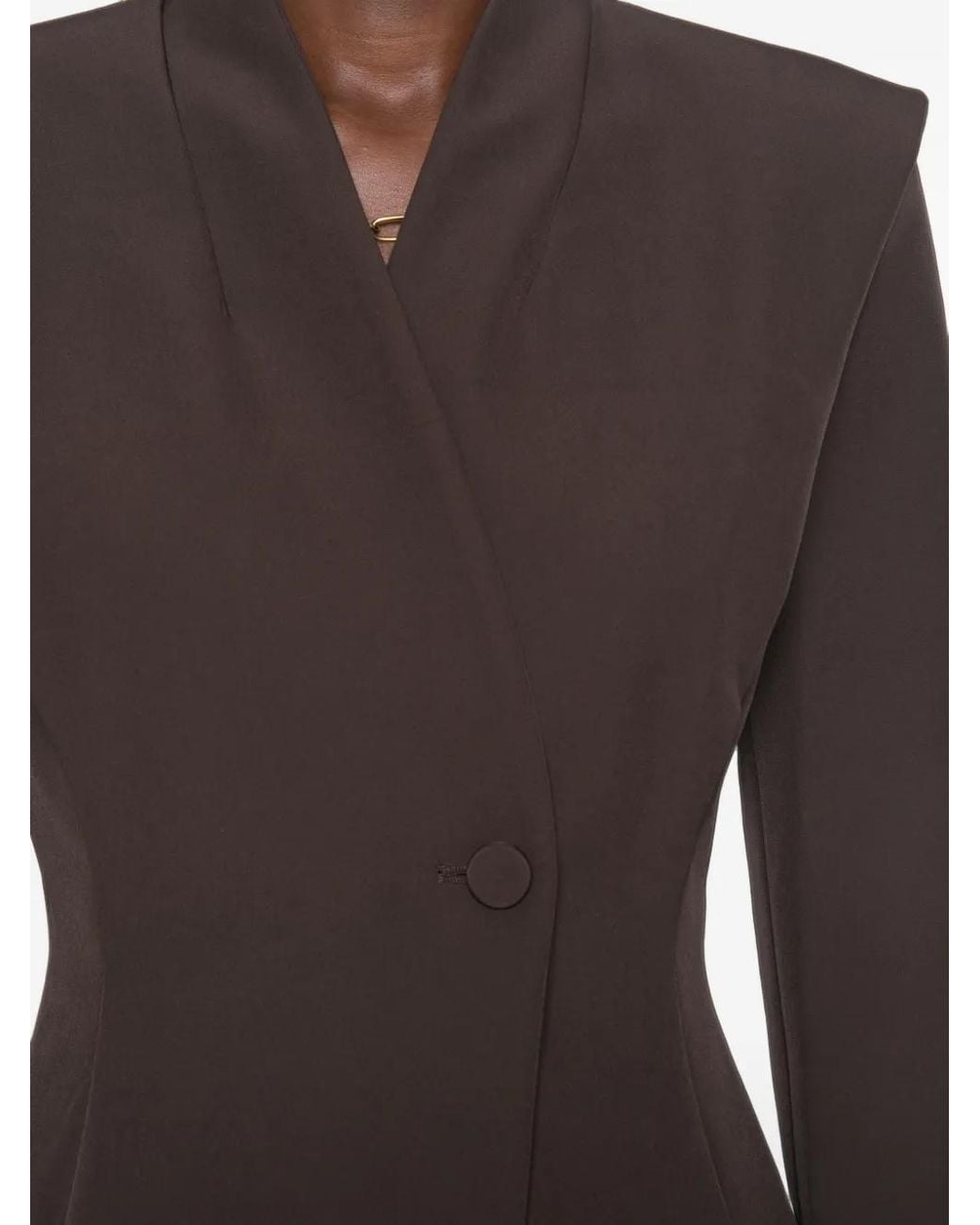 Imperial Brown Padded-Shoulder Single-Breasted Jacket