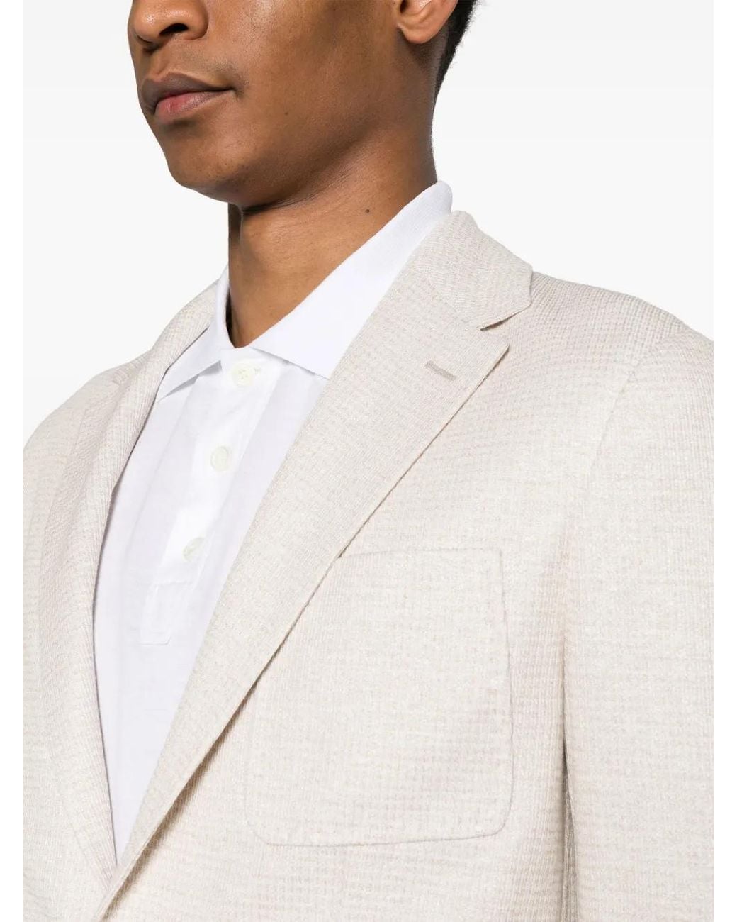 Canali Natural Mélange-Effect Single-Breasted Blazer for men