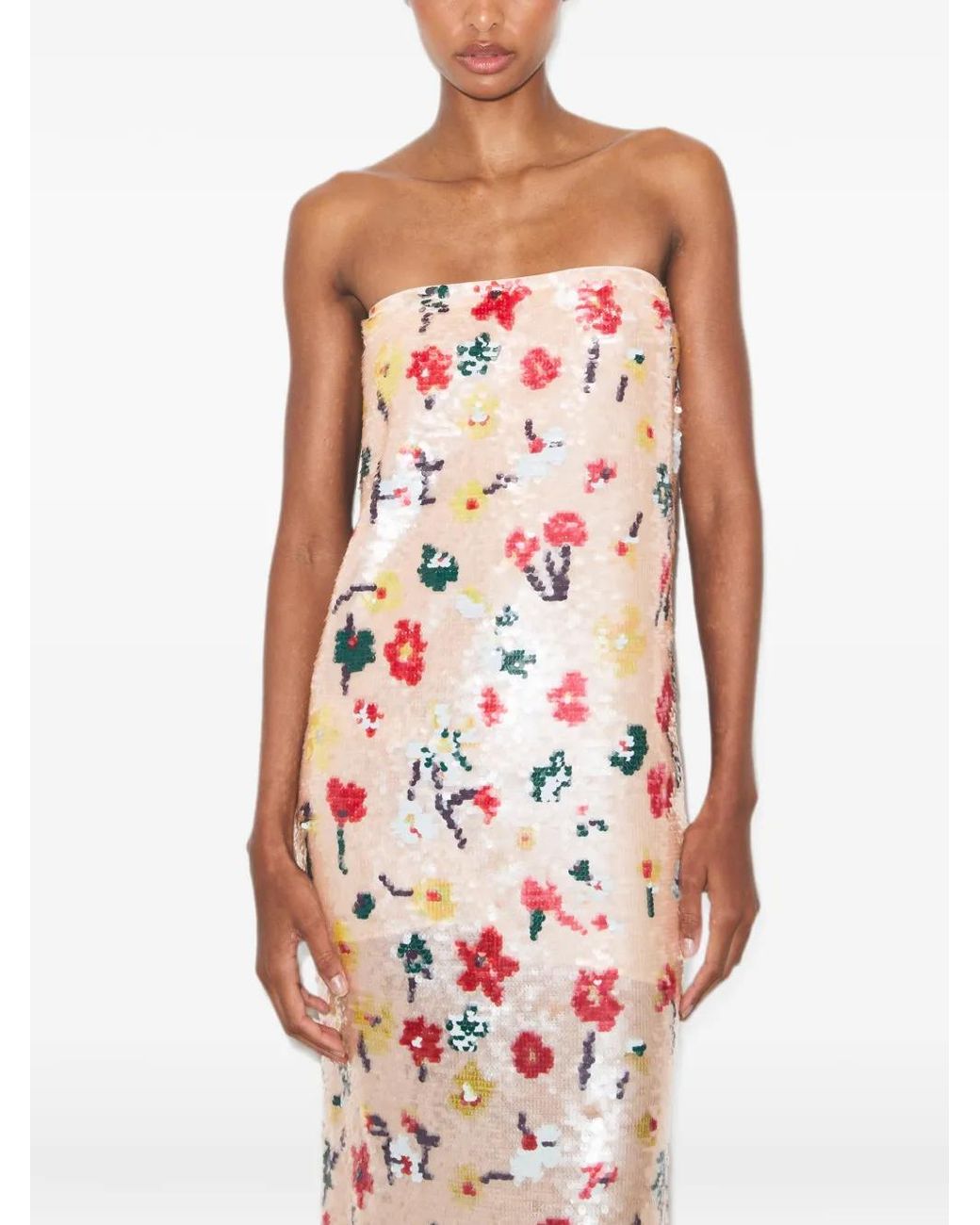 Tory Burch White Strapless Sequin Dress