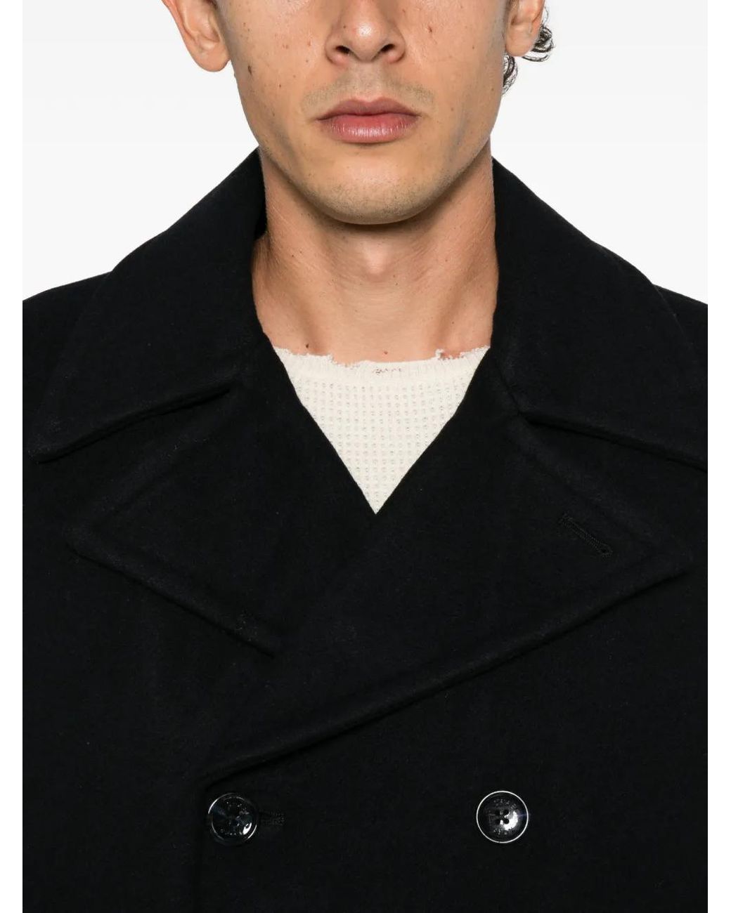 Michael Kors Black Double-Breasted Pea Coat for men