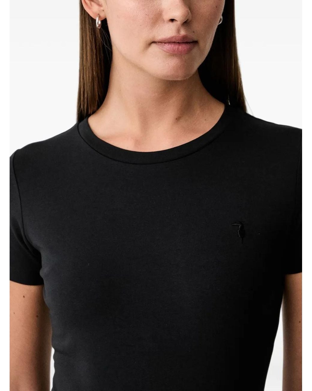 Trussardi Black Logo-Embroidered T-Shirt