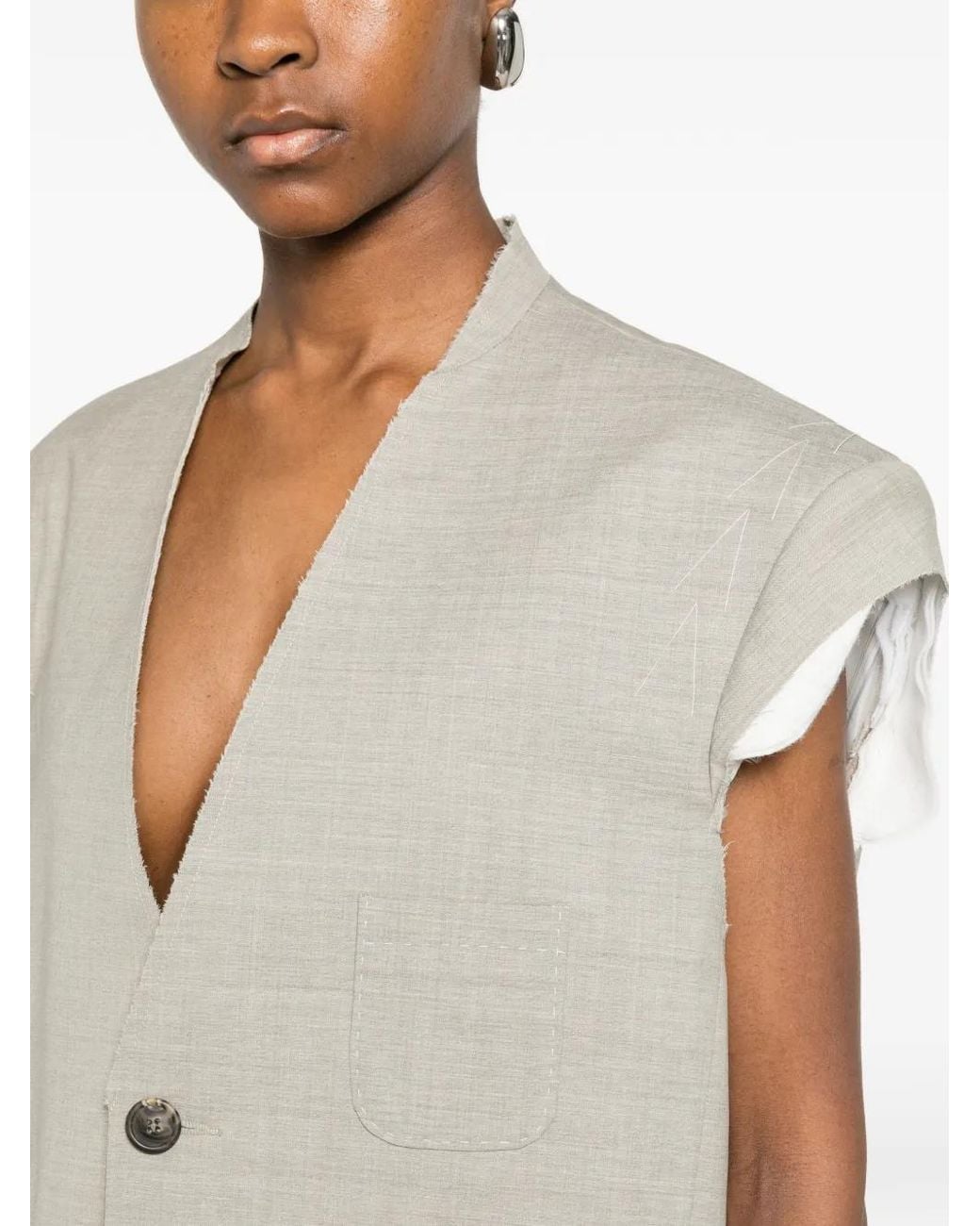 SONIA CARRASCO Gray Sleeveless Patch-Pocket Jacket