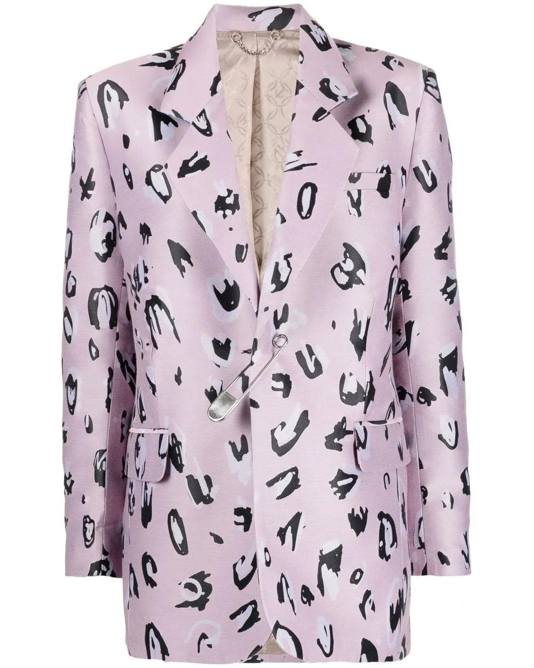Charles Jeffrey Pink Animal-Pattern Single-Breasted Blazer